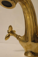 Handmade Moroccan Brass Faucet | Aged Gold Vintage Bathroom Tap, Cross Handle Mixer