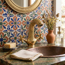Handmade Moroccan Brass Faucet | Aged Gold Vintage Bathroom Tap, Cross Handle Mixer