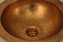 Handmade Moroccan Brass Vessel Sink | Hammered & Engraved Bathroom Basin