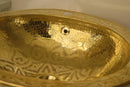 Handmade Moroccan Brass Vessel Sink – Hammered Gold, Engraved Rim