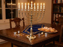 Handmade Moroccan Brass Menorah – 9 Branch Hanukkiah, Judaica Decor