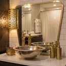 Moroccan Brass Bathroom Set, Hammered Silver Sink Faucet Mirror Wall Lamp Pack, Gold Vanity Bundle, Handmade Luxury Bath Set