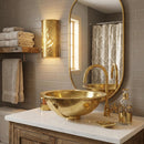 Moroccan Brass Bathroom Set, Oval Mirror Hammered Sink Faucet Wall Lamp Towel Holder Pack, Gold Vanity Bundle, Handmade Bath Decor Set