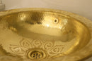 Handmade Moroccan Brass Sink – Engraved Hammered Vessel Basin