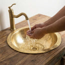 Handmade Moroccan Brass Sink – Engraved Hammered Vessel Basin