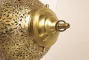 Handcrafted Moroccan Brass Filigree Globe Pendant Light – Arabesque Cutout Gold Ceiling Lamp