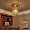 Handcrafted Brass Filigree Pendant Light – Boho Arabesque Cutout Gold Ceiling Lamp