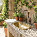 Handmade Moroccan Brass Sink | Rectangular Patina Basin