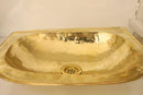 Handmade Moroccan Brass Sink | Rectangular Patina Basin