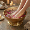 Handmade Moroccan Brass Foot Bath Bowl | Hammered Pedestal Spa Basin