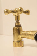 Handmade Moroccan Brass Faucet – Aged Cross Handle Bridge Tap, Rustic Luxury Fixture
