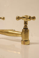 Handmade Moroccan Brass Faucet – Aged Cross Handle Bridge Tap, Rustic Luxury Fixture