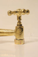 Handmade Moroccan Brass Faucet – Aged Cross Handle Bridge Tap, Rustic Luxury Fixture