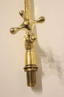 Moroccan Brass Faucet – Aged Vintage Curved Spout, Cross Handle Kitchen Tap