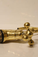 Handmade Moroccan Brass Faucet – Aged Gold Gooseneck Cross Handle Tap