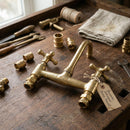 Handmade Moroccan Brass Faucet – Aged Cross Handle Bridge Tap, Rustic Luxury Fixture
