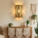 Handmade Moroccan Brass Wall Sconce, Leaf Cutout Arabesque Lighting
