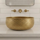 Handmade Moroccan Brass Round Vessel Sink, Hammered Brass Bathroom Vanity Bowl, Luxury Countertop Basin
