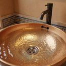 Handmade Moroccan Brass Round Vessel Sink, Hammered Brass Bathroom Vanity Basin, Artisan Bath Decor