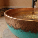 Handmade Moroccan Brass Round Vessel Sink, Hammered Brass Bathroom Vanity Basin, Artisan Bath Decor