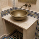 Handmade Brass Moroccan Sink – Round Hammered Vessel Basin