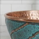 Handmade Moroccan Brass Round Vessel Sink, Hammered Bathroom Vanity Basin with Patina Exterior
