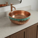 Hand-Hammered Moroccan Brass Vessel Sink, Green Patina Basin, Boho Bathroom Decor