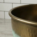Hand Hammered Brass Sink, Moroccan Craftsmanship, Verdigris Finish, Round Vessel