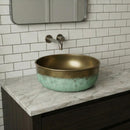 Hand Hammered Brass Sink, Moroccan Craftsmanship, Verdigris Finish, Round Vessel