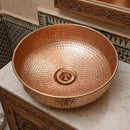 Handmade Hammered Brass Moroccan Vessel Sink, Round Antique Bathroom Basin