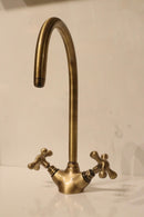 Handmade Moroccan Brass Faucet, Antique Gooseneck Style, Solid Brass Sink Tap