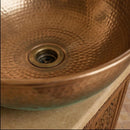 Handmade Moroccan Brass Round Vessel Sink, Hammered Countertop Bathroom Basin with Antique Green Patina