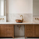 Handmade Moroccan Brass Round Sink, Hammered Vessel Basin with Iridescent Patina