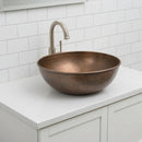 Handmade Moroccan Brass Round Vessel Sink, Hand-Hammered Countertop Basin, Antique Copper Finish Vanity Sink