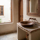Handmade Moroccan Brass Vessel Sink, Hammered Round Bathroom Basin, Rustic Boho Vanity