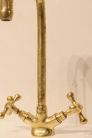 Moroccan Brass Faucet | Aged Gooseneck Bridge Tap with Cross Handles