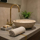 Handmade Moroccan Brass Faucet, Gooseneck Bridge Sink Tap, Cross Handle Aged Brass