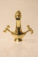 Moroccan Brass Faucet – Aged Cross Handle Tap for Bathroom Kitchen