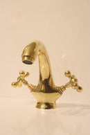 Moroccan Brass Faucet – Aged Cross Handle Tap for Bathroom Kitchen