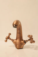 Engraved Aged Brass Faucet – Moroccan Style Cross Handle Mixer Tap