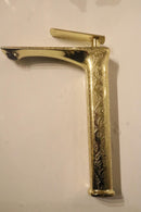 Custom Moroccan Engraved Brass Faucet – Aged Gold Ornate Arabesque Sink Tap