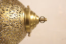 Handcrafted Moroccan Brass Filigree Globe Pendant Light – Arabesque Cutout Gold Ceiling Lamp