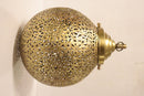 Handcrafted Moroccan Brass Filigree Globe Pendant Light – Arabesque Cutout Gold Ceiling Lamp