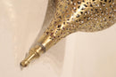 Moroccan Brass Teardrop Pendant Light | Perforated Arabesque Cutout Oriental Hallway Ceiling Lamp | Boho Decor