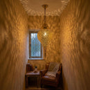 Moroccan Brass Teardrop Pendant Light | Perforated Arabesque Cutout Oriental Hallway Ceiling Lamp | Boho Decor