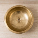 Handmade Hammered Brass Round Vessel Sink, Moroccan Gold Bathroom Vanity Basin