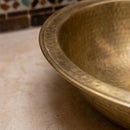 Hand Hammered Moroccan Brass Vessel Sink, Round Gold Tone Bathroom Vanity Basin