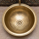 Hand Hammered Moroccan Brass Vessel Sink, Round Gold Tone Bathroom Vanity Basin