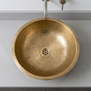 Hand-Hammered Brass Vessel Sink, Round Moroccan Gold Bathroom Basin