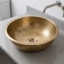 Hand-Hammered Brass Vessel Sink, Round Moroccan Gold Bathroom Basin